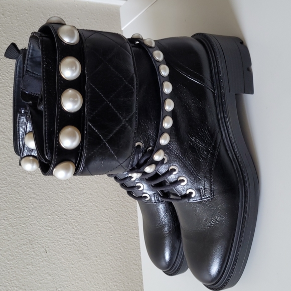 Zara boots with lace up and zipper closure new without  box - Picture 2 of 11